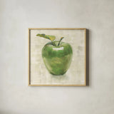 Green Apple by Danhui Nai. Shown in a natural wood glass frame for a timeless modern aesthetic. Available as an archival giclee rolled canvas, fine art paper, or poster print. SKU 63851a.