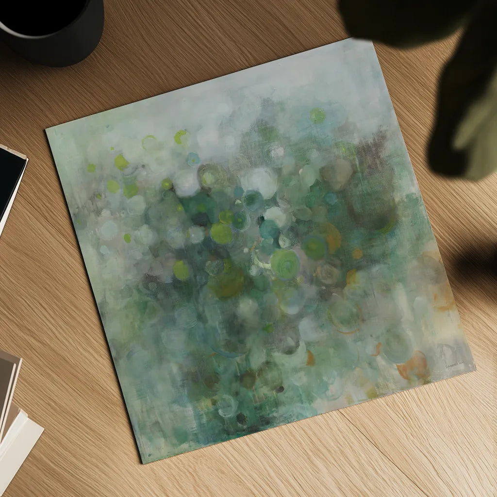 Green Mist by Danhui Nai. Shown as a detailed flat fine art print, highlighting archival giclee quality. Available as an archival giclee rolled canvas, fine art paper, or poster print. SKU 82865a.