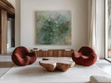Green Mist by Danhui Nai. Shown as extra-large giant wall art in a modern living room. Available as an archival giclee rolled canvas, fine art paper, or poster print. SKU 82865a.