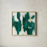 Green Texture I by Danhui Nai. Shown in a natural wood glass frame for a timeless modern aesthetic. Available as an archival giclee rolled canvas, fine art paper, or poster print. SKU 49780a.
