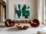 Green Texture I by Danhui Nai. Shown as extra-large giant wall art in a modern living room. Available as an archival giclee rolled canvas, fine art paper, or poster print. SKU 49780a.