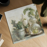 Greenhouse Orchids on Shiplap II by Danhui Nai. Shown as a detailed flat fine art print, highlighting archival giclee quality. Available as an archival giclee rolled canvas, fine art paper, or poster print. SKU 55193a.