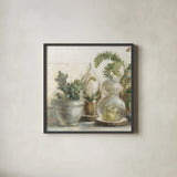 Greenhouse Orchids on Shiplap II by Danhui Nai. Shown in a sleek black glass frame for a contemporary gallery look. Available as an archival giclee rolled canvas, fine art paper, or poster print. SKU 55193a.
