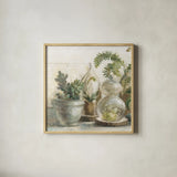 Greenhouse Orchids on Shiplap II by Danhui Nai. Shown in a natural wood glass frame for a timeless modern aesthetic. Available as an archival giclee rolled canvas, fine art paper, or poster print. SKU 55193a.