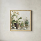 Greenhouse Orchids on Shiplap III by Danhui Nai. Shown in a natural wood glass frame for a timeless modern aesthetic. Available as an archival giclee rolled canvas, fine art paper, or poster print. SKU 55194a.