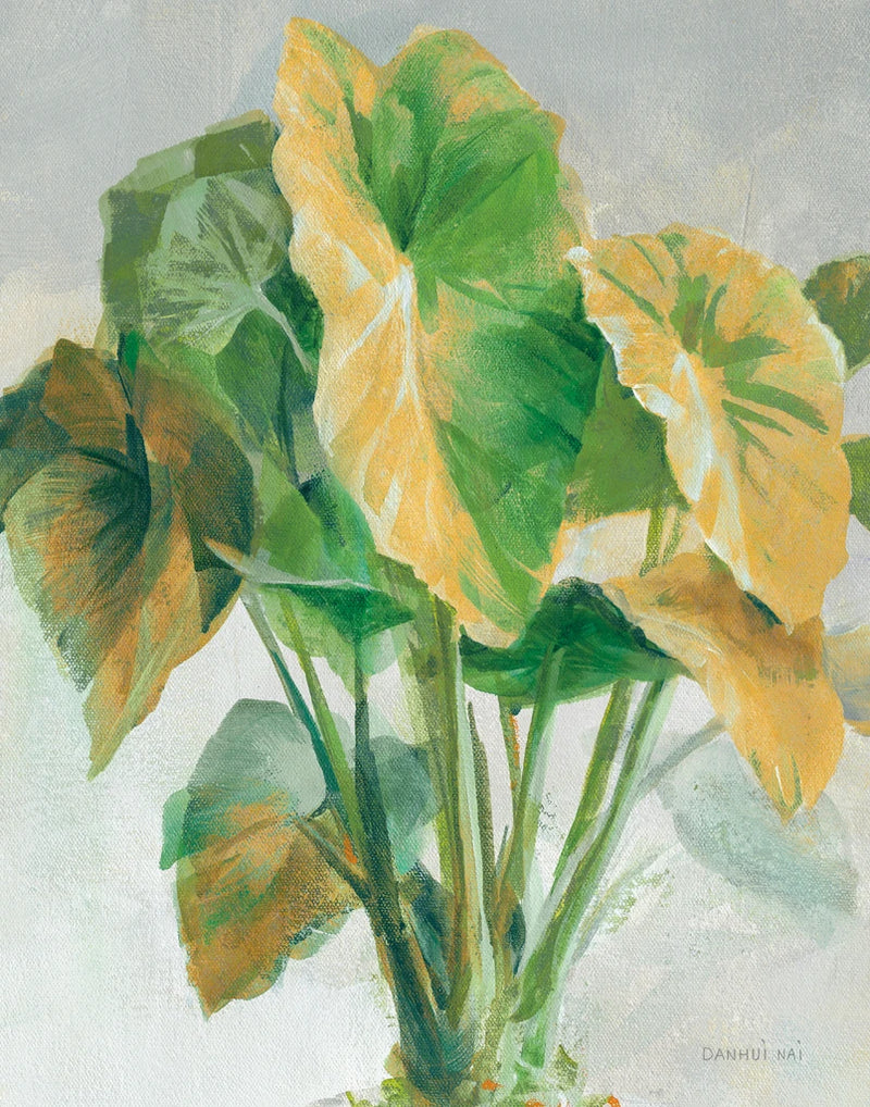 Greenhouse Palm I Teal and Gold Crop by Danhui Nai