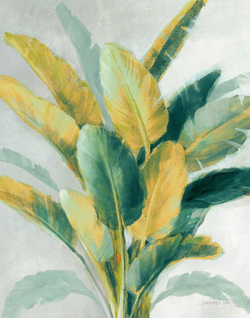Greenhouse Palm II Teal Green and Gold Crop by Danhui Nai