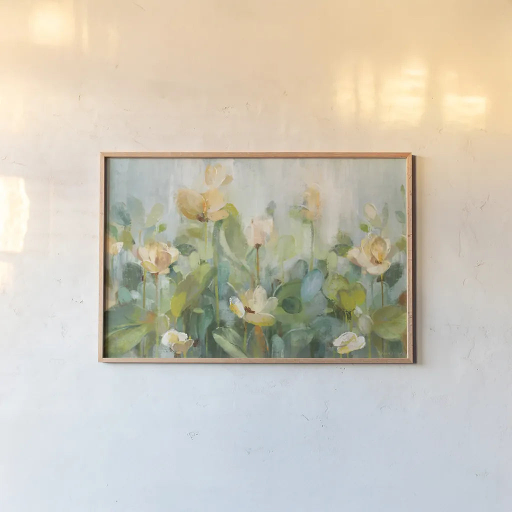 Growing Tall by Danhui Nai. shown as a paper print in a natural frame. Available as a archival giclee rolled canvas, fine art paper, or poster print. SKU 100024i.