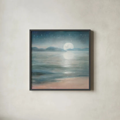 Half Moon Dream by Danhui Nai. Shown in a sleek black glass frame for a contemporary gallery look. Available as an archival giclee rolled canvas, fine art paper, or poster print. SKU 57241a.