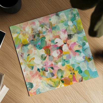 Happy Garden by Danhui Nai. Shown as a detailed flat fine art print, highlighting archival giclee quality. Available as an archival giclee rolled canvas, fine art paper, or poster print. SKU 47247a.