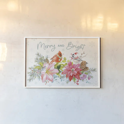 Happy Holidays I by Danhui Nai. shown as a paper print in a white frame. Available as a archival giclee rolled canvas, fine art paper, or poster print. SKU 86204i.