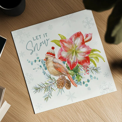 Happy Holidays III by Danhui Nai. Shown as a detailed flat fine art print, highlighting archival giclee quality. Available as an archival giclee rolled canvas, fine art paper, or poster print. SKU 86206a.