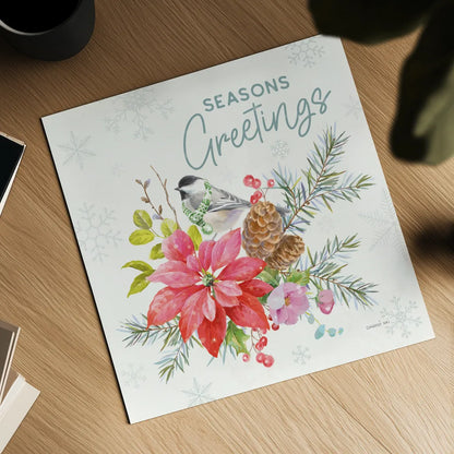 Happy Holidays V by Danhui Nai. Shown as a detailed flat fine art print, highlighting archival giclee quality. Available as an archival giclee rolled canvas, fine art paper, or poster print. SKU 86208a.