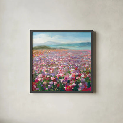 Headland Wildflowers by Danhui Nai. Shown in a sleek black glass frame for a contemporary gallery look. Available as an archival giclee rolled canvas, fine art paper, or poster print. SKU 78720a.