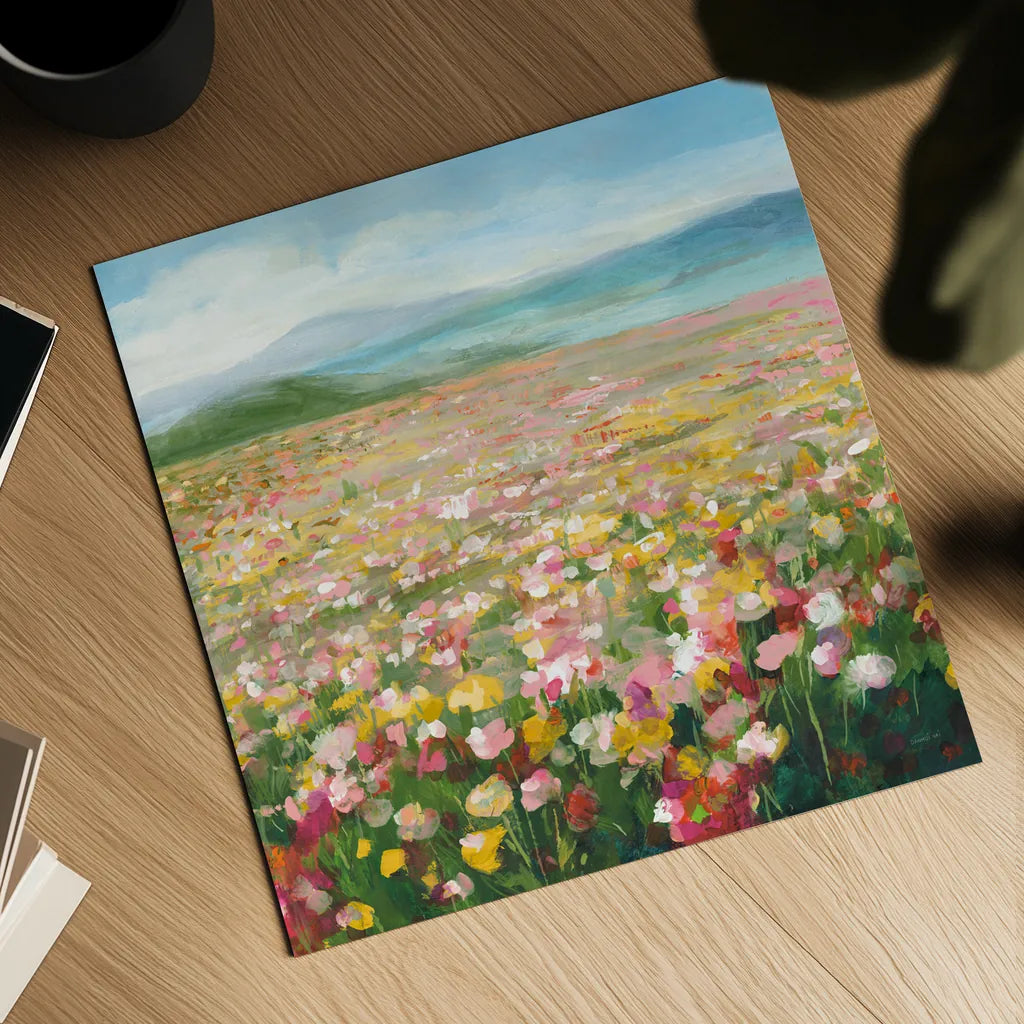 Headland Wildflowers v2 by Danhui Nai. Shown as a detailed flat fine art print, highlighting archival giclee quality. Available as an archival giclee rolled canvas, fine art paper, or poster print. SKU 92625a.