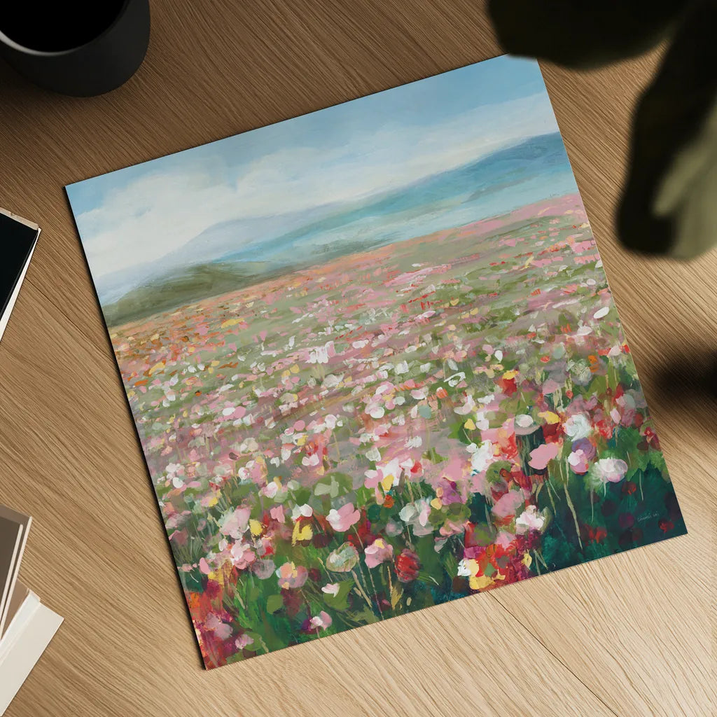Headland Wildflowers v3 by Danhui Nai. Shown as a detailed flat fine art print, highlighting archival giclee quality. Available as an archival giclee rolled canvas, fine art paper, or poster print. SKU 92626a.