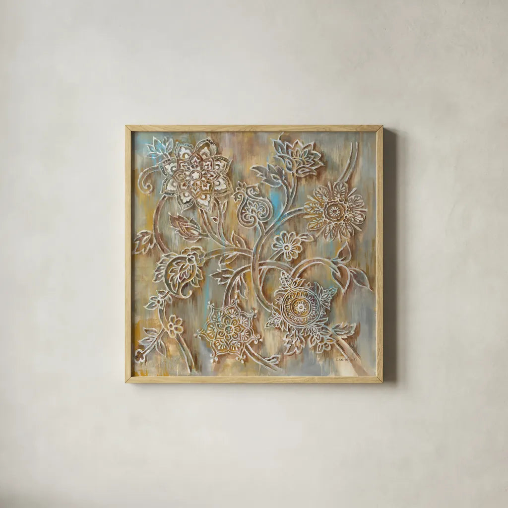 Henna by Danhui Nai. Shown in a natural wood glass frame for a timeless modern aesthetic. Available as an archival giclee rolled canvas, fine art paper, or poster print. SKU 34616a.