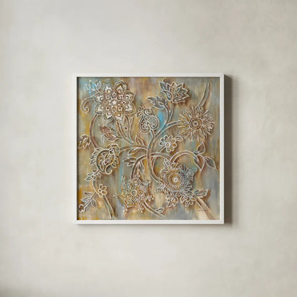 Henna by Danhui Nai. Shown in a crisp white glass frame for a clean and minimalist style. Available as an archival giclee rolled canvas, fine art paper, or poster print. SKU 34616a.