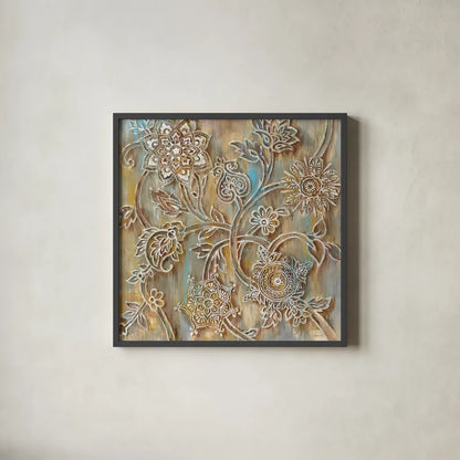 Henna Crop by Danhui Nai. Shown in a sleek black glass frame for a contemporary gallery look. Available as an archival giclee rolled canvas, fine art paper, or poster print. SKU 28647a.