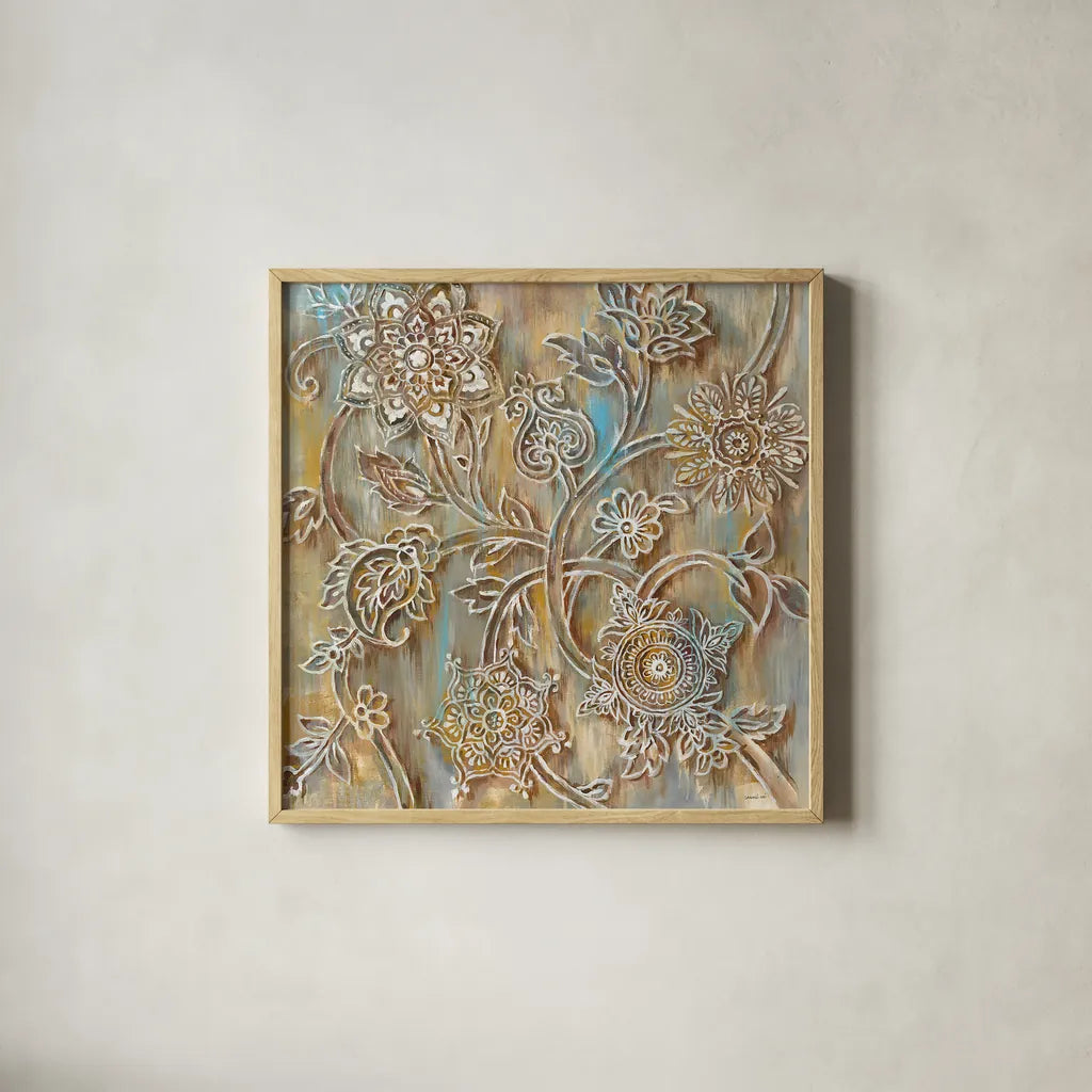 Henna Crop by Danhui Nai. Shown in a natural wood glass frame for a timeless modern aesthetic. Available as an archival giclee rolled canvas, fine art paper, or poster print. SKU 28647a.