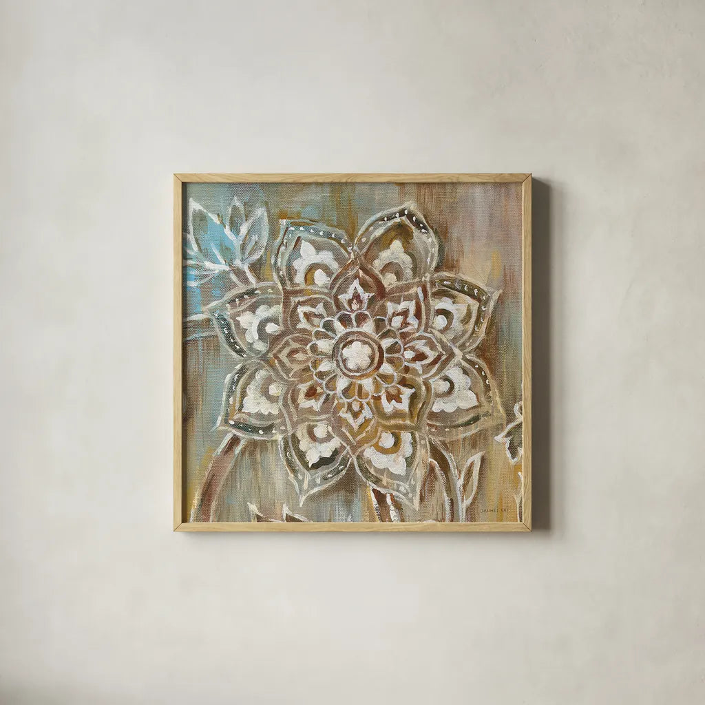 Henna II by Danhui Nai. Shown in a natural wood glass frame for a timeless modern aesthetic. Available as an archival giclee rolled canvas, fine art paper, or poster print. SKU 29292a.