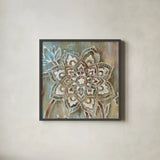 Henna II Blue by Danhui Nai. Shown in a sleek black glass frame for a contemporary gallery look. Available as an archival giclee rolled canvas, fine art paper, or poster print. SKU 31333a.
