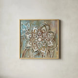 Henna II Blue by Danhui Nai. Shown in a natural wood glass frame for a timeless modern aesthetic. Available as an archival giclee rolled canvas, fine art paper, or poster print. SKU 31333a.