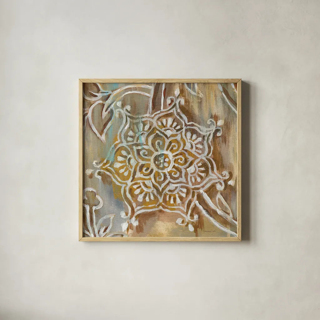 Henna III by Danhui Nai. Shown in a natural wood glass frame for a timeless modern aesthetic. Available as an archival giclee rolled canvas, fine art paper, or poster print. SKU 29293a.