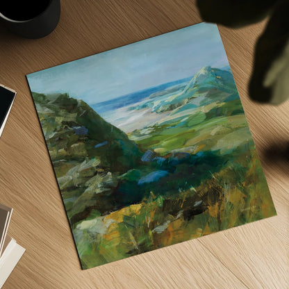 Hidden Beach by Danhui Nai. Shown as a detailed flat fine art print, highlighting archival giclee quality. Available as an archival giclee rolled canvas, fine art paper, or poster print. SKU 81372a.