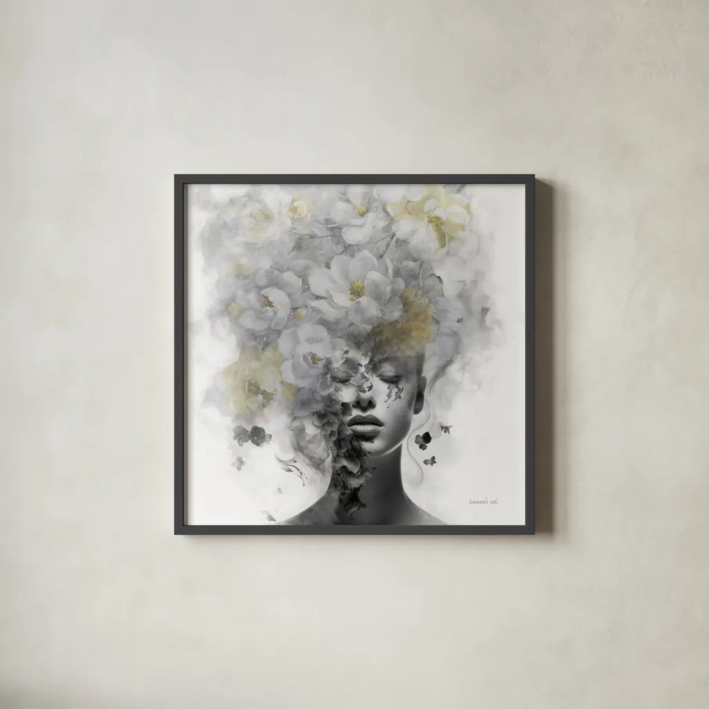 Hidden Spring by Danhui Nai. Shown in a sleek black glass frame for a contemporary gallery look. Available as an archival giclee rolled canvas, fine art paper, or poster print. SKU 91065a.