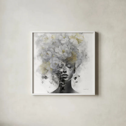 Hidden Spring by Danhui Nai. Shown in a crisp white glass frame for a clean and minimalist style. Available as an archival giclee rolled canvas, fine art paper, or poster print. SKU 91065a.