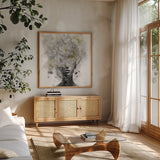 Hidden Spring II by Danhui Nai. Shown in a natural wood frame in a cozy modern living room. Available as an archival giclee rolled canvas, fine art paper, or poster print. SKU 91369a.