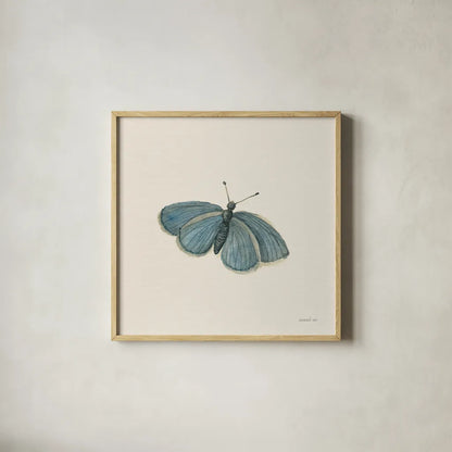 Honeybloom Butterfly I by Danhui Nai. Shown in a natural wood glass frame for a timeless modern aesthetic. Available as an archival giclee rolled canvas, fine art paper, or poster print. SKU 95259a.