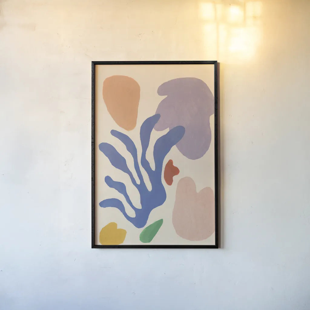 Honoring Matisse Warm v2 by Danhui Nai. shown as a paper print in a black flame. Available as a archival giclee rolled canvas, fine art paper, or poster print. SKU 80700h.