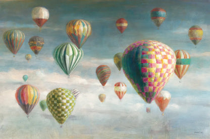 Hot Air Balloons with Pink by Danhui Nai. SKU 47867i. Archival Giclee Fine art print for wall decor.
