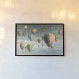 Hot Air Balloons with Pink by Danhui Nai. shown as a paper print in a black flame. Available as a archival giclee rolled canvas, fine art paper, or poster print. SKU 47867i.