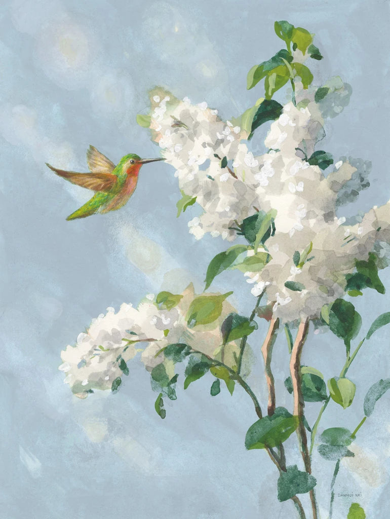 Hummingbird Spring I Soft Blue by Danhui Nai