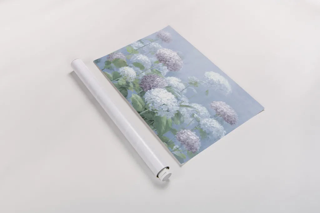 Hydrangea Garden by Danhui Nai. shown as a rolled paper print. Available as archival giclee rolled canvas, fine art paper, or poster print. SKU 87629i.