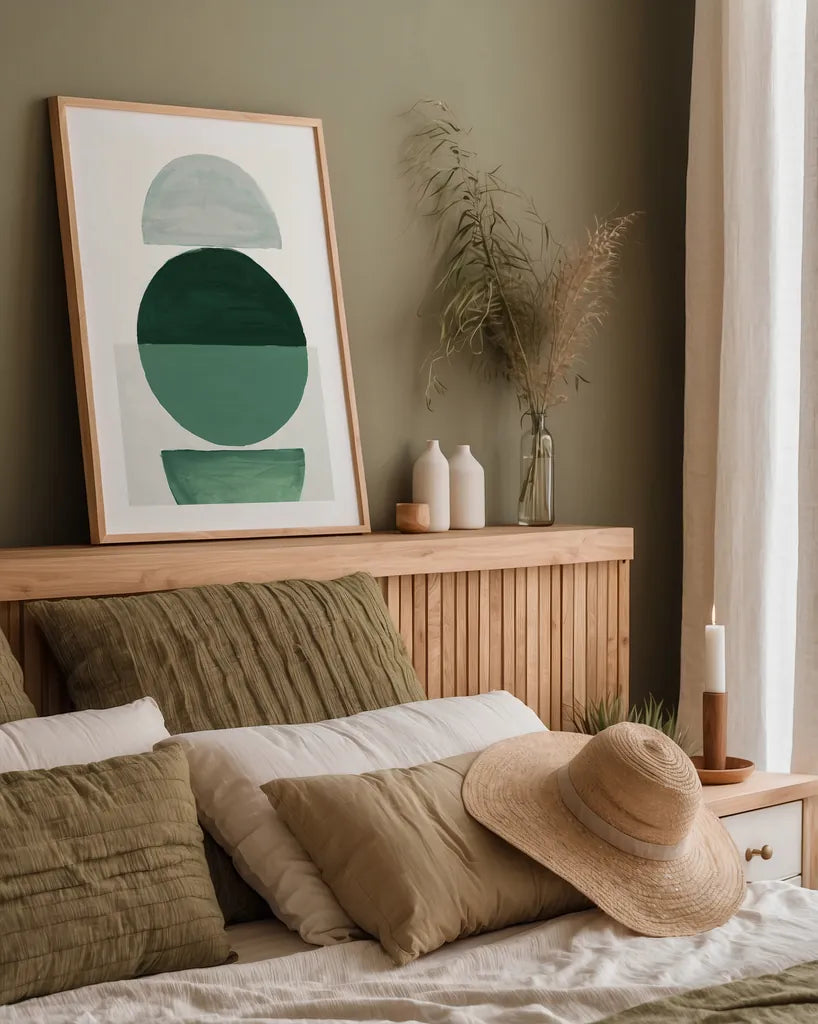 In Between I Green by Danhui Nai. shown as a paper print in a natural frame. Available as a archival giclee rolled canvas, fine art paper, or poster print. SKU 79948h.