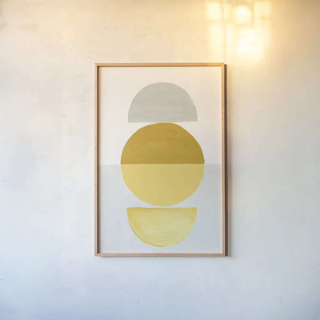 In Between I Yellow by Danhui Nai. shown as a paper print in a natural frame. Available as a archival giclee rolled canvas, fine art paper, or poster print. SKU 79950h.
