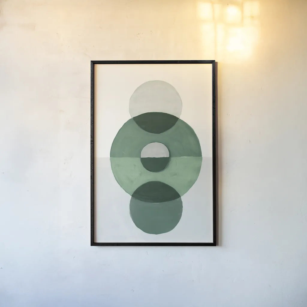 In Between II Green by Danhui Nai. shown as a paper print in a black flame. Available as a archival giclee rolled canvas, fine art paper, or poster print. SKU 79949h.