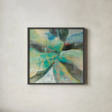 In the Valley Abstract I by Danhui Nai. Shown in a sleek black glass frame for a contemporary gallery look. Available as an archival giclee rolled canvas, fine art paper, or poster print. SKU 47251a.