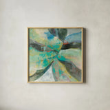 In the Valley Abstract I by Danhui Nai. Shown in a natural wood glass frame for a timeless modern aesthetic. Available as an archival giclee rolled canvas, fine art paper, or poster print. SKU 47251a.