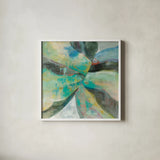 In the Valley Abstract I by Danhui Nai. Shown in a crisp white glass frame for a clean and minimalist style. Available as an archival giclee rolled canvas, fine art paper, or poster print. SKU 47251a.