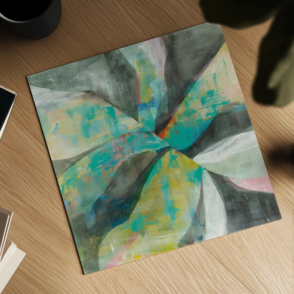 In the Valley Abstract II by Danhui Nai. Shown as a detailed flat fine art print, highlighting archival giclee quality. Available as an archival giclee rolled canvas, fine art paper, or poster print. SKU 47252a.