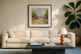 In the Valley II No Boat by Danhui Nai. Displayed in a glass frame with matte in a clean modern living room. Available as an archival giclee rolled canvas, fine art paper, or poster print. SKU 93204a.