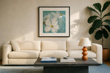 Indiness Blossom Square Vintage I by Danhui Nai. Displayed in a glass frame with matte in a clean modern living room. Available as an archival giclee rolled canvas, fine art paper, or poster print. SKU 13726a.