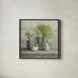 Indoor Garden Gray by Danhui Nai. Shown in a sleek black glass frame for a contemporary gallery look. Available as an archival giclee rolled canvas, fine art paper, or poster print. SKU 73200a.