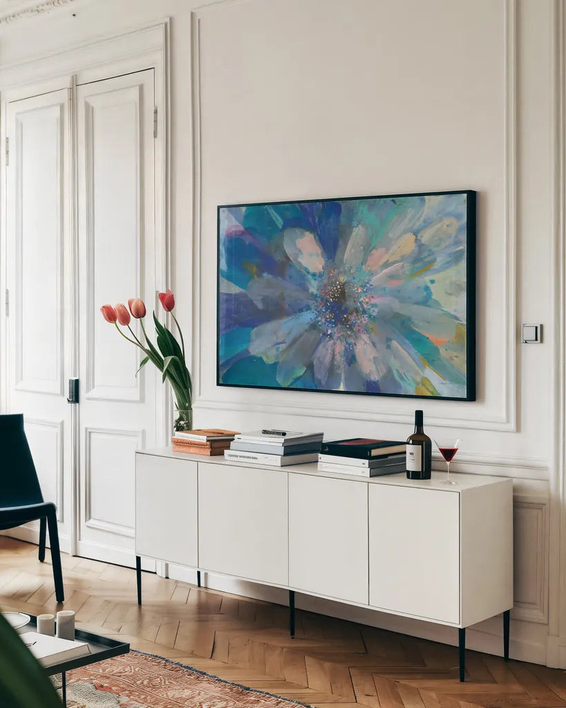 Intensity I Horizontal by Danhui Nai. shown as a framed stretched canvas in a living room above a console. Available as a archival giclee rolled canvas, fine art paper, or poster print. SKU 74167i.