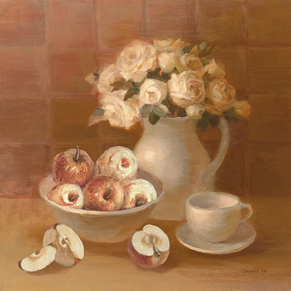 Ironstone with Roses and Apples by Danhui Nai. SKU 95507a. Archival Giclee Fine art print for wall decor.